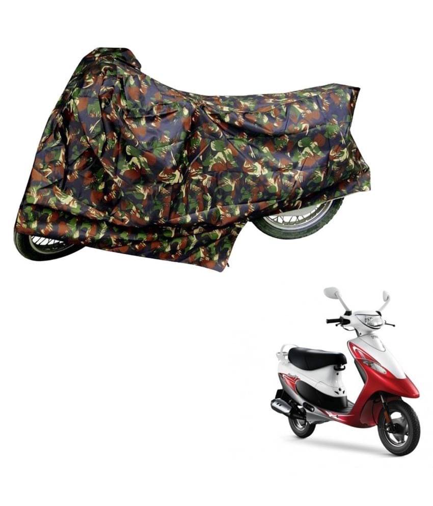     			AutoRetail Dust Proof Two Wheeler Polyster Cover for TVS Scooty Pep + (Mirror Pocket, Jungle Color)
