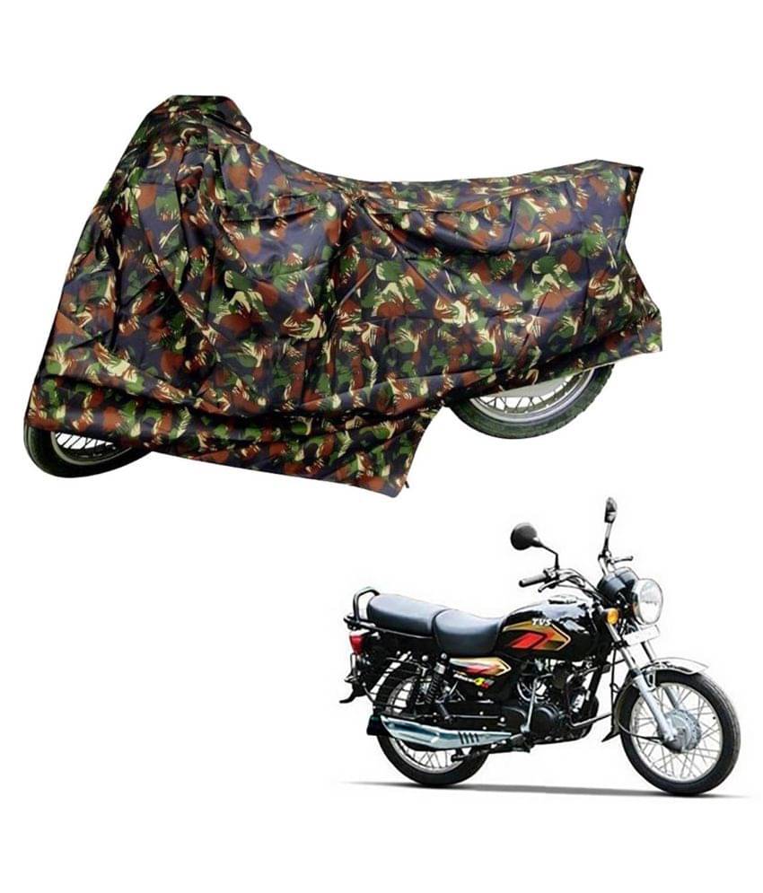     			AutoRetail Dust Proof Two Wheeler Polyster Cover for TVS Max 4R (Mirror Pocket, Jungle Color)