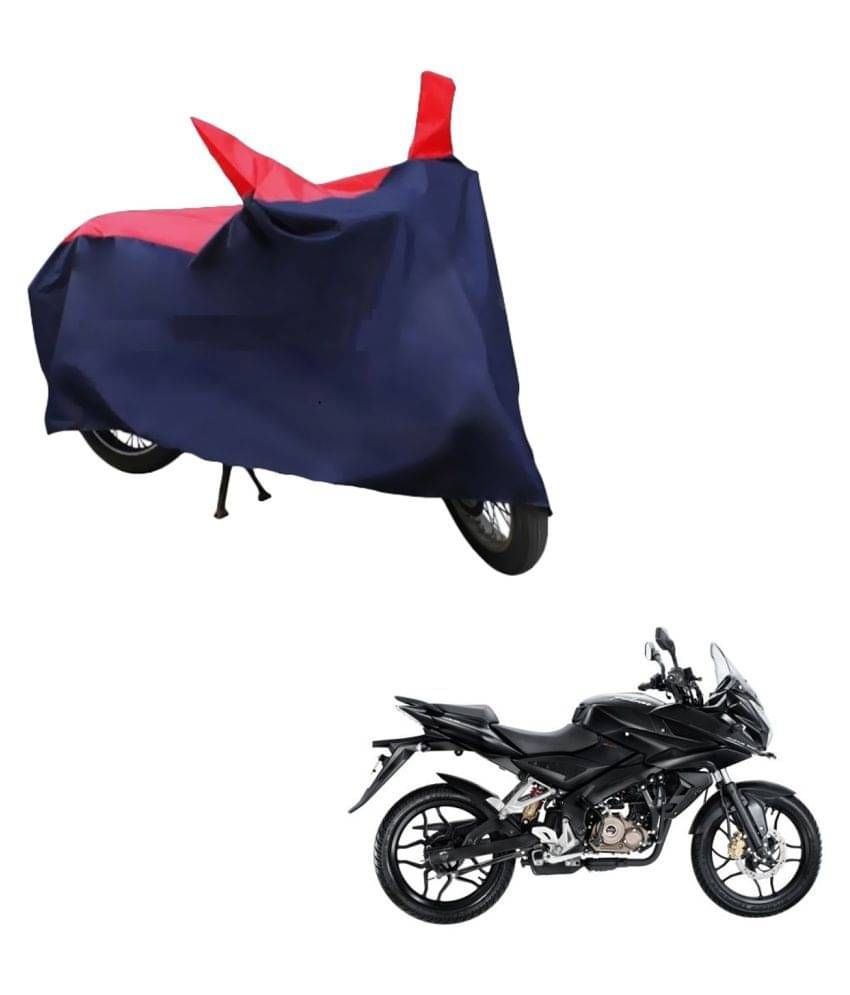     			AutoRetail Dust Proof Two Wheeler Polyster Cover for Bajaj Pulsar AS 150 (Mirror Pocket, Red and Blue Color)