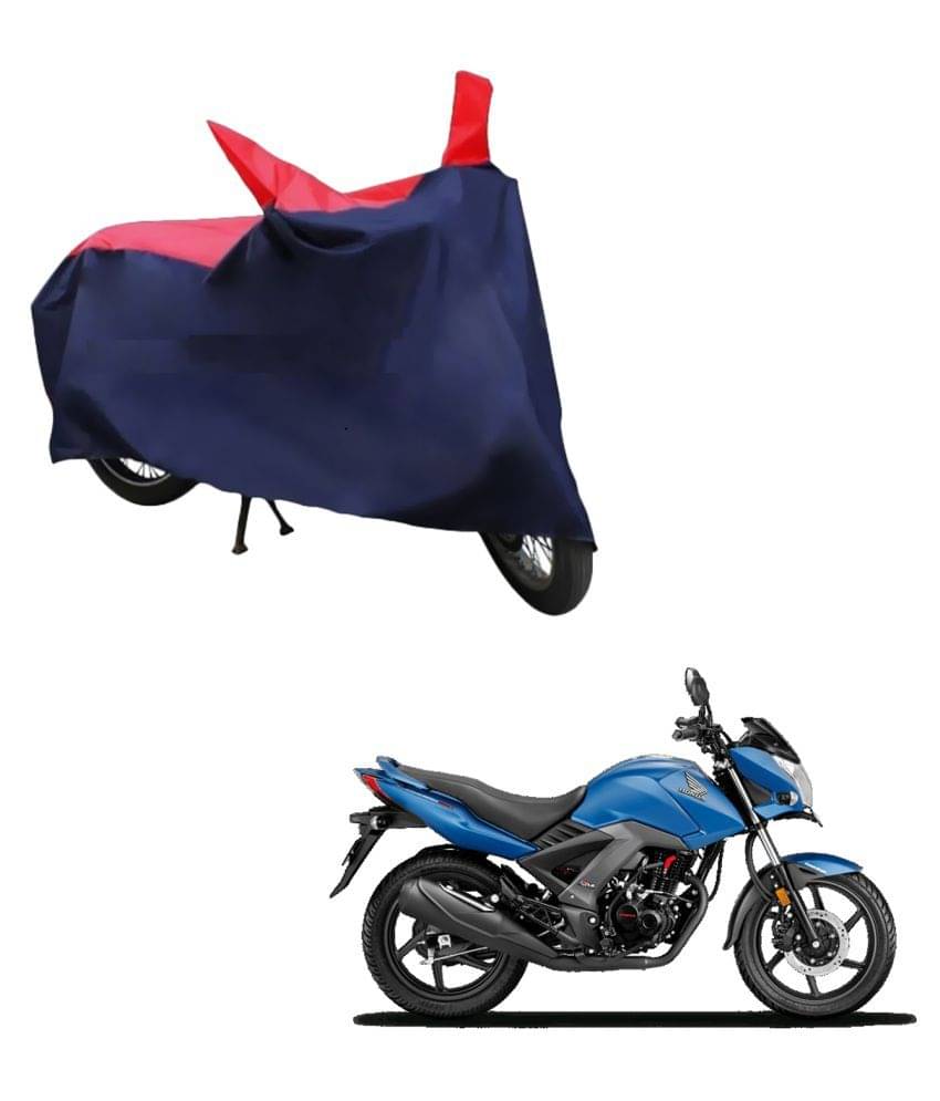     			AutoRetail Dust Proof Two Wheeler Polyster Cover for Honda CB Unicorn 160 (Mirror Pocket, Red and Blue Color)
