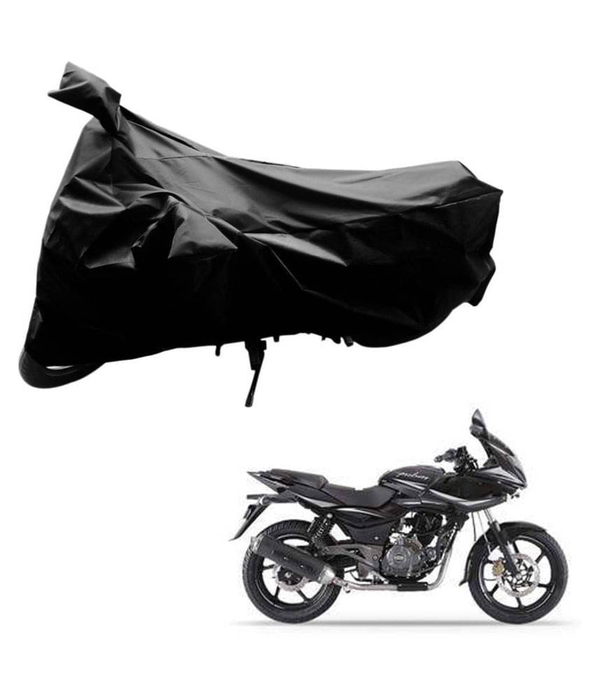     			AutoRetail Dust Proof Two Wheeler Polyster Cover for Bajaj Pulsar 200 NS (Mirror Pocket, Black Color)