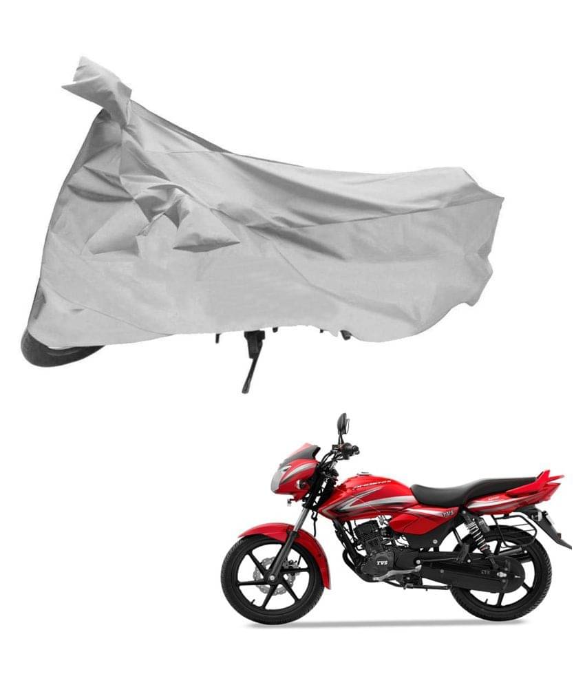     			AutoRetail Dust Proof Two Wheeler Polyster Cover for TVS Phoenix 125 (Mirror Pocket, Silver Color)