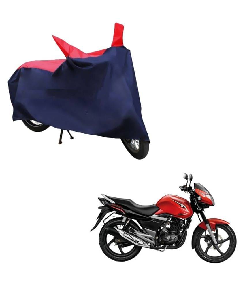     			AutoRetail Dust Proof Two Wheeler Polyster Cover for Suzuki GS 150R (Mirror Pocket, Red and Blue Color)
