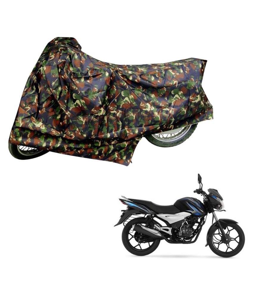     			AutoRetail Dust Proof Two Wheeler Polyster Cover for Bajaj DisPolyster Cover 100T (Mirror Pocket, Jungle Color)