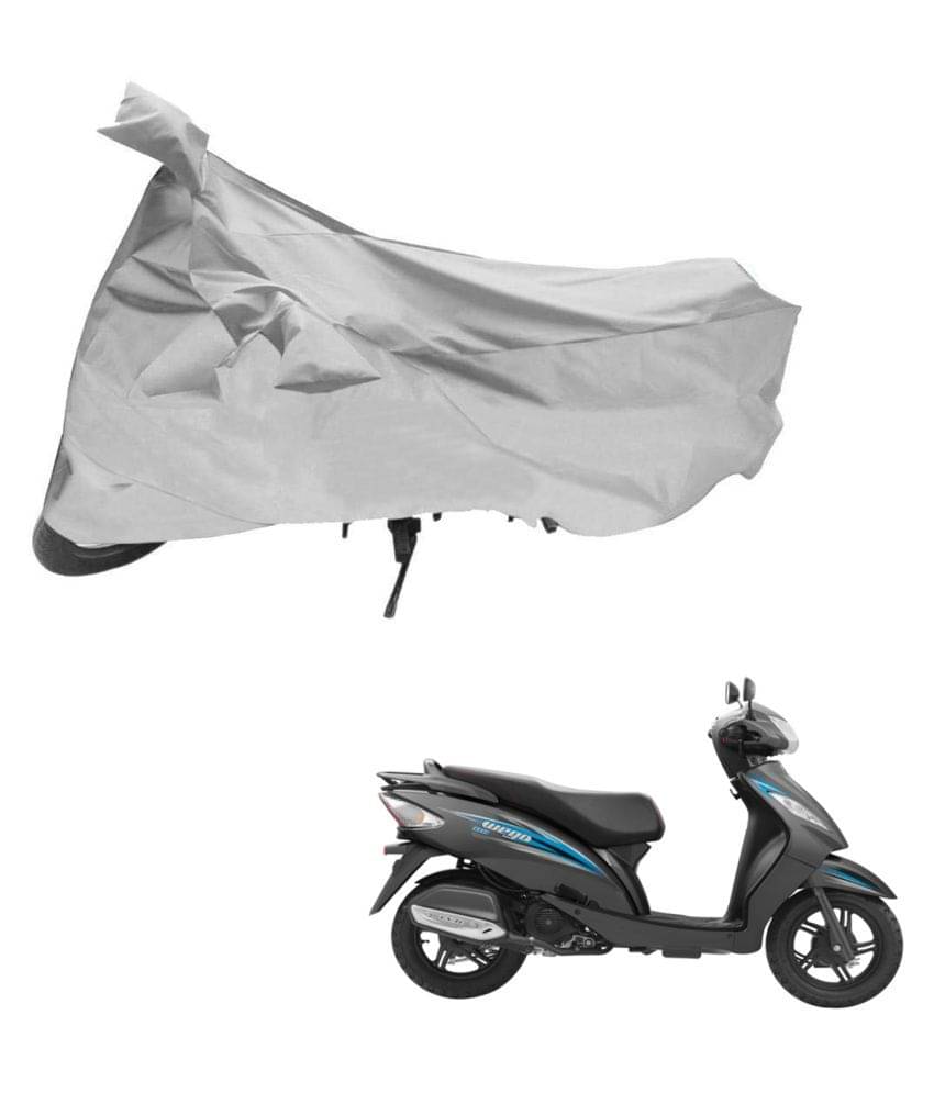     			AutoRetail Dust Proof Two Wheeler Polyster Cover for TVS Wego (Mirror Pocket, Silver Color)