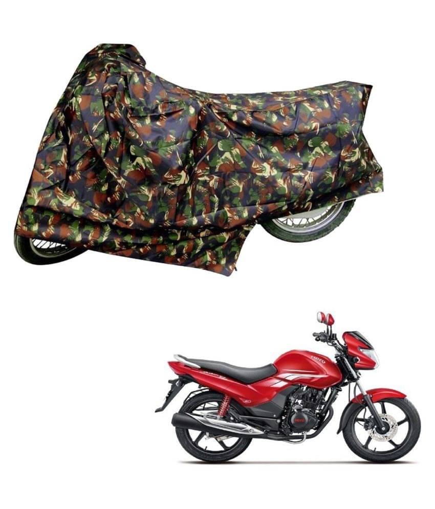     			AutoRetail Dust Proof Two Wheeler Polyster Cover for Hero Achiever (Mirror Pocket, Jungle Color)