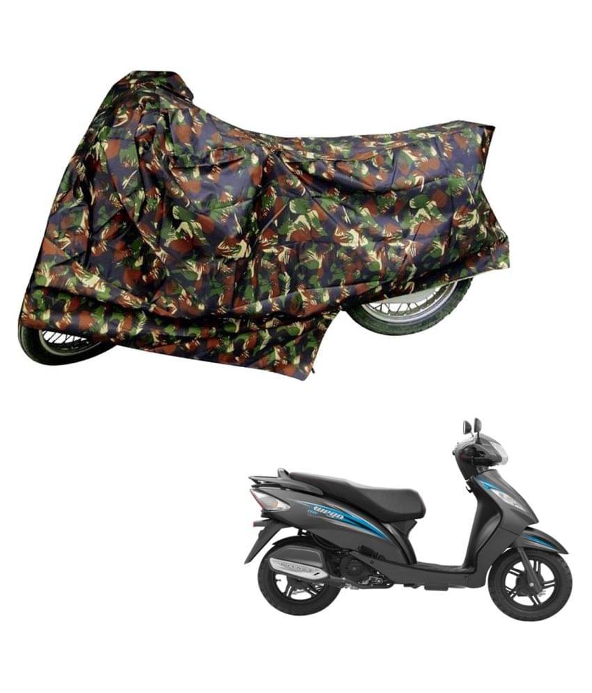     			AutoRetail Dust Proof Two Wheeler Polyster Cover for TVS Wego (Mirror Pocket, Jungle Color)