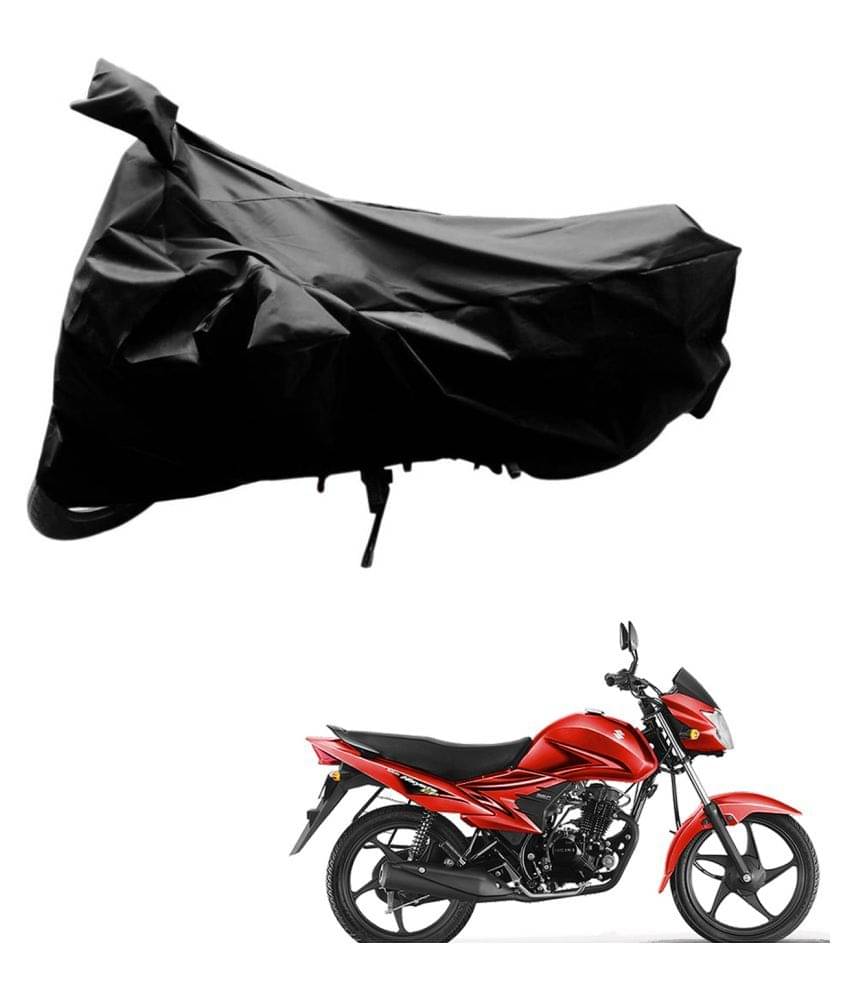     			AutoRetail Dust Proof Two Wheeler Polyster Cover for Suzuki Hayate (Mirror Pocket, Black Color)