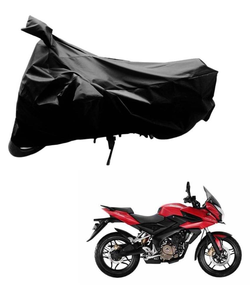     			AutoRetail Dust Proof Two Wheeler Polyster Cover for Bajaj Pulsar AS 200 (Mirror Pocket, Black Color)