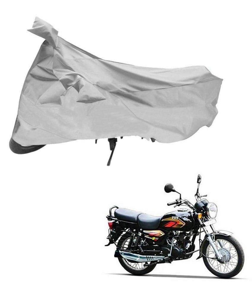     			AutoRetail Dust Proof Two Wheeler Polyster Cover for TVS Max 4R (Mirror Pocket, Silver Color)