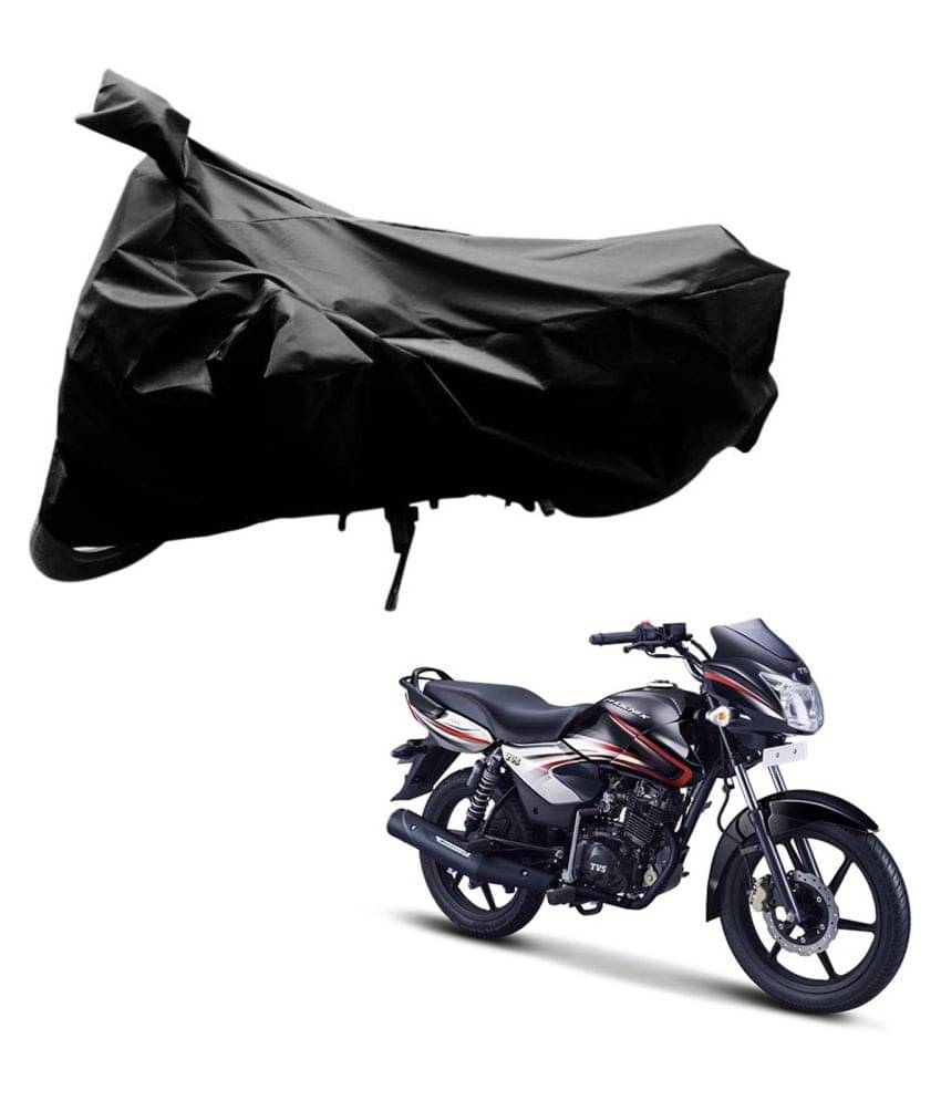     			AutoRetail Dust Proof Two Wheeler Polyster Cover for TVS Phoenix (Mirror Pocket, Black Color)