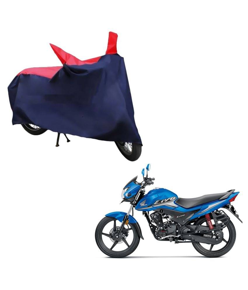     			AutoRetail Dust Proof Two Wheeler Polyster Cover for Honda Livo (Mirror Pocket, Red and Blue Color)