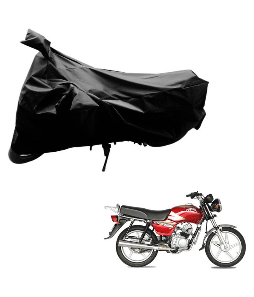     			AutoRetail Dust Proof Two Wheeler Polyster Cover for TVS Star Lx (Mirror Pocket, Black Color)