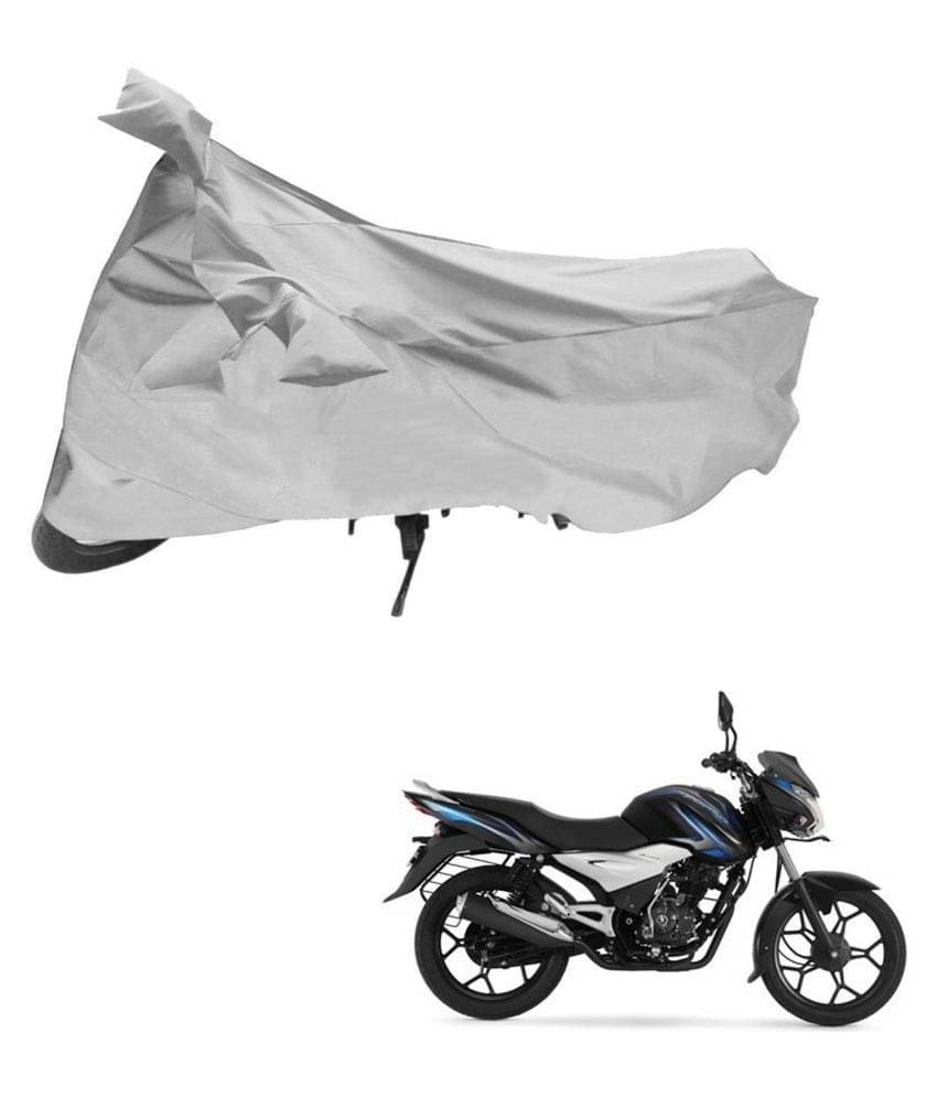     			AutoRetail Dust Proof Two Wheeler Polyster Cover for Bajaj DisPolyster Cover 100T (Mirror Pocket, Silver Color)
