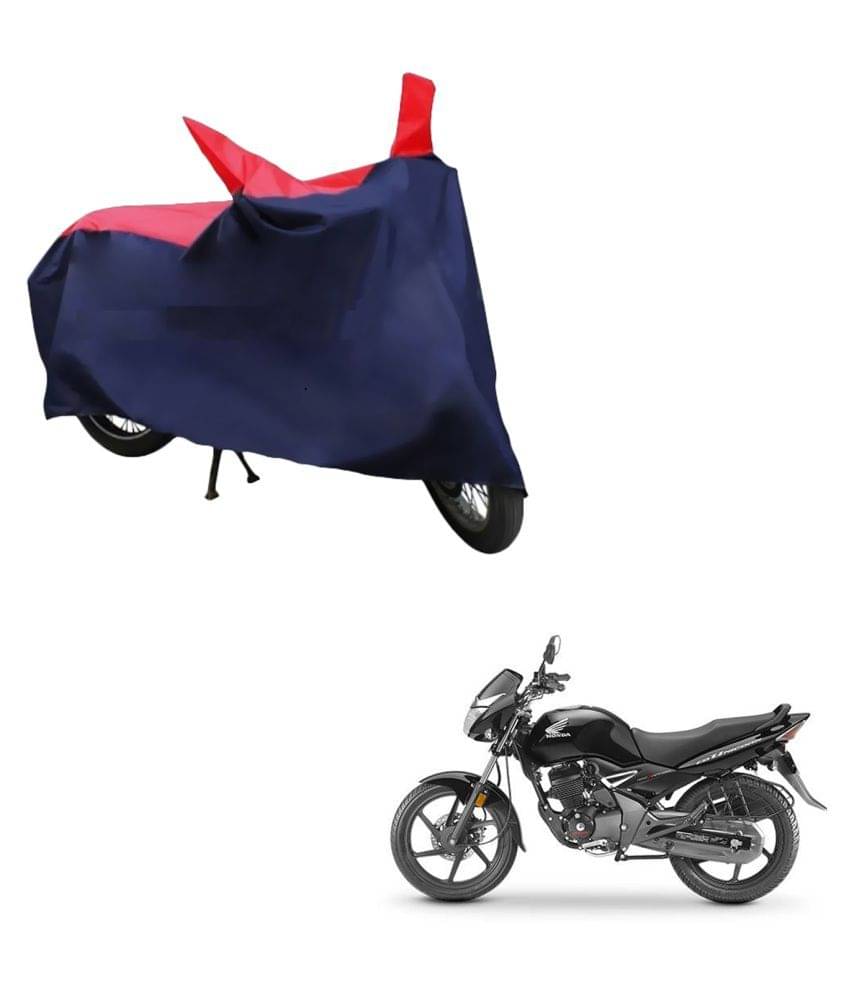     			AutoRetail Dust Proof Two Wheeler Polyster Cover for Honda CB Unicorn (Mirror Pocket, Red and Blue Color)