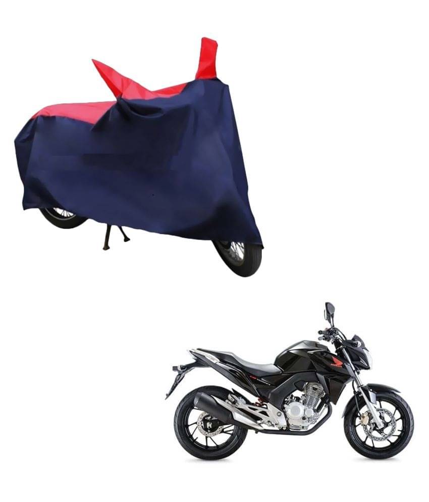     			AutoRetail Dust Proof Two Wheeler Polyster Cover for Honda CB Twister (Mirror Pocket, Red and Blue Color)