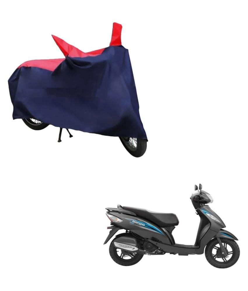     			AutoRetail Dust Proof Two Wheeler Polyster Cover for TVS Wego (Mirror Pocket, Red and Blue Color)