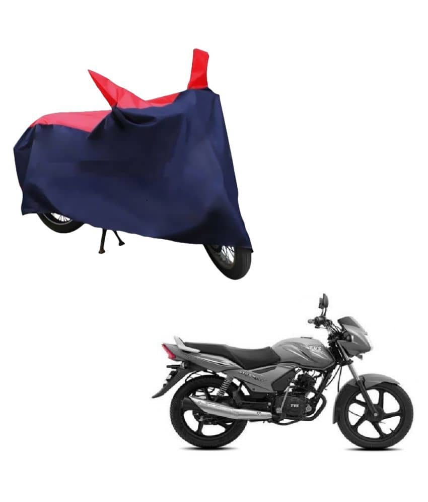 AutoRetail Dust Proof Two Wheeler Polyster Cover for TVS Star City (Mirror Pocket, Red and Blue Color)