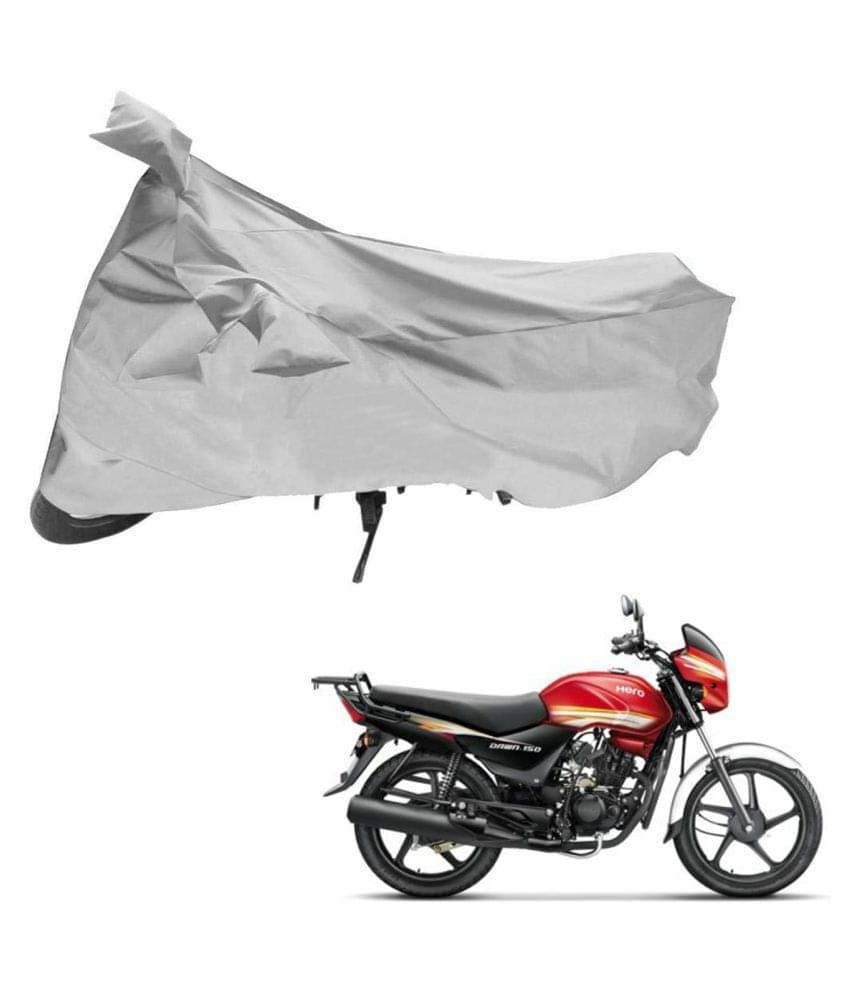     			AutoRetail Dust Proof Two Wheeler Polyster Cover for Hero HF Dawn (Mirror Pocket, Silver Color)
