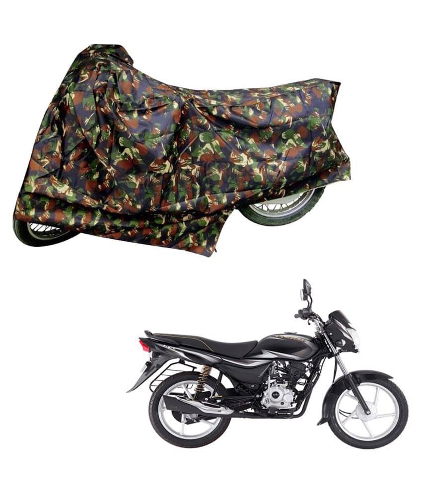     			AutoRetail Dust Proof Two Wheeler Polyster Cover for Bajaj Platina 100 Es (Mirror Pocket, Jungle Color)