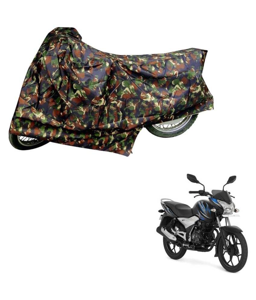    			AutoRetail Dust Proof Two Wheeler Polyster Cover for Bajaj DisPolyster Cover 100 (Mirror Pocket, Jungle Color)