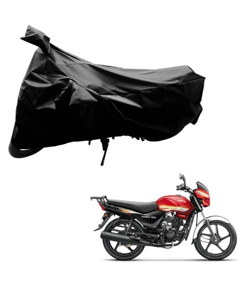    			AutoRetail Dust Proof Two Wheeler Polyster Cover for Hero HF Dawn (Mirror Pocket, Black Color)