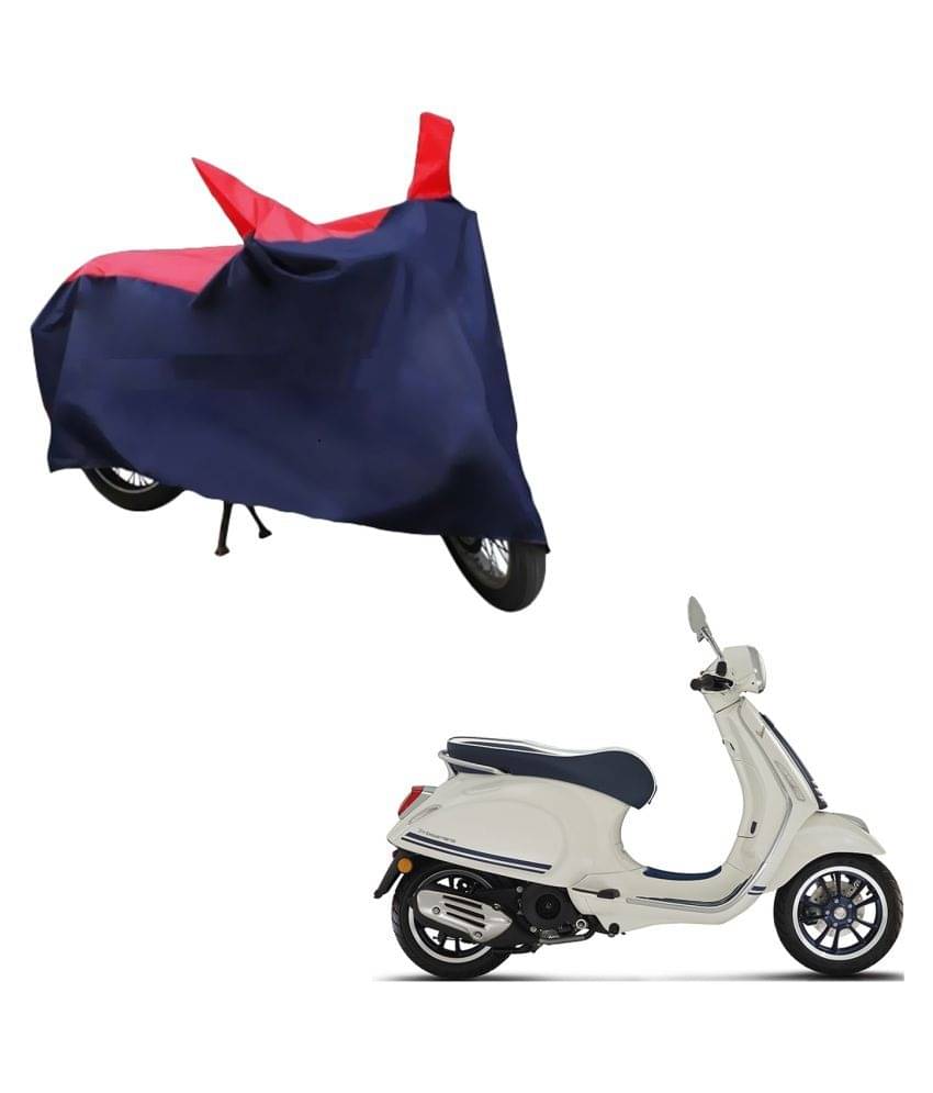     			AutoRetail Dust Proof Two Wheeler Polyster Cover for Piaggio Vespa (Mirror Pocket, Red and Blue Color)