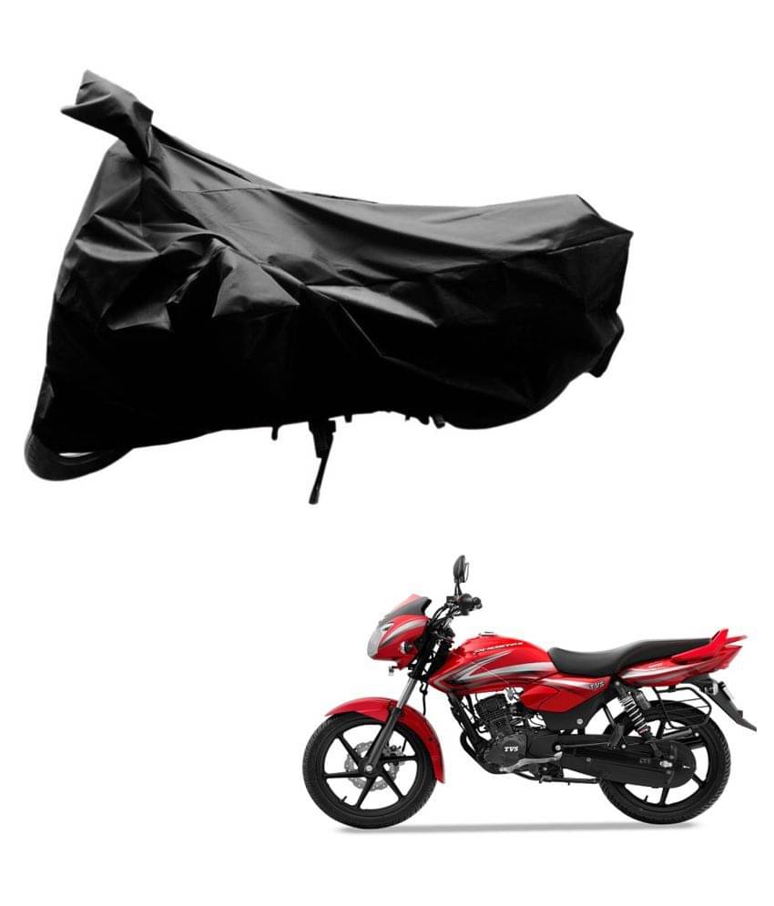     			AutoRetail Dust Proof Two Wheeler Polyster Cover for TVS Phoenix 125 (Mirror Pocket, Black Color)