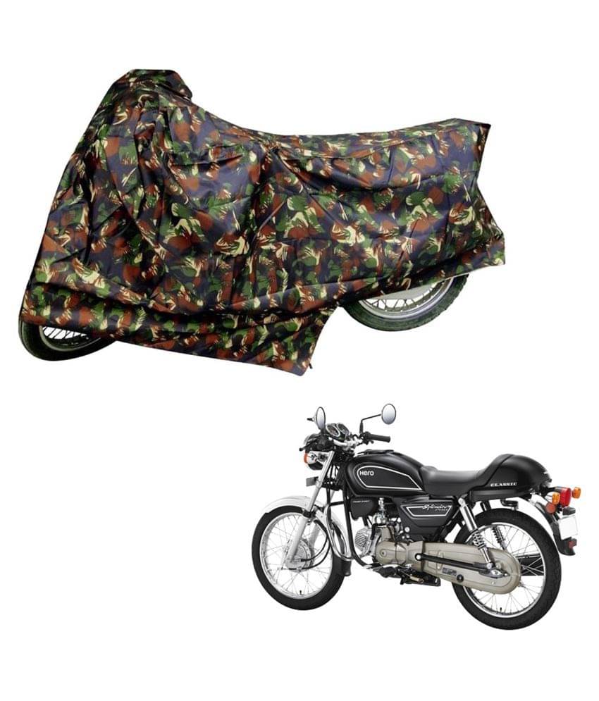     			AutoRetail Dust Proof Two Wheeler Polyster Cover for Hero Splendor Pro Classic (Mirror Pocket, Jungle Color)