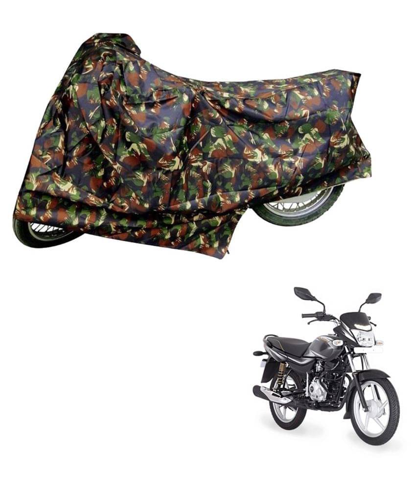     			AutoRetail Dust Proof Two Wheeler Polyster Cover for Bajaj Platina (Mirror Pocket, Jungle Color)