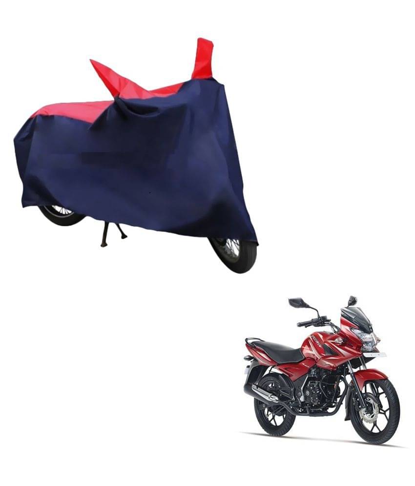     			AutoRetail Dust Proof Two Wheeler Polyster Cover for Bajaj DisPolyster Cover 150F (Mirror Pocket, Red and Blue Color)