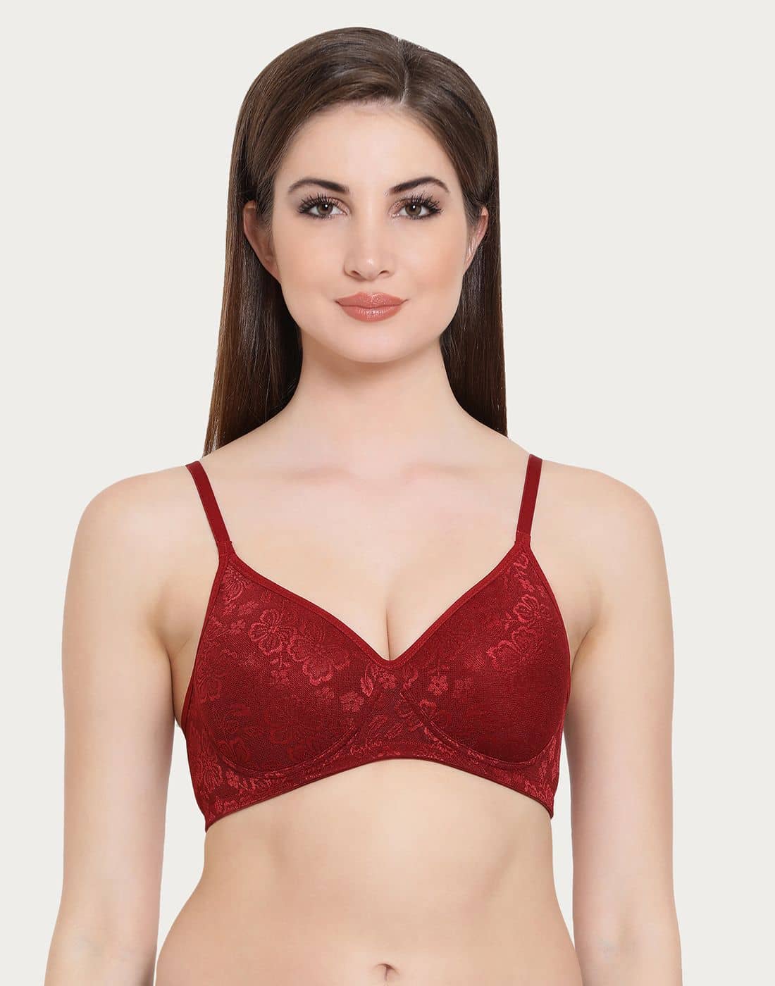 Clovia Lace Lightly Padded Women's T-Shirt Bra ( Maroon )