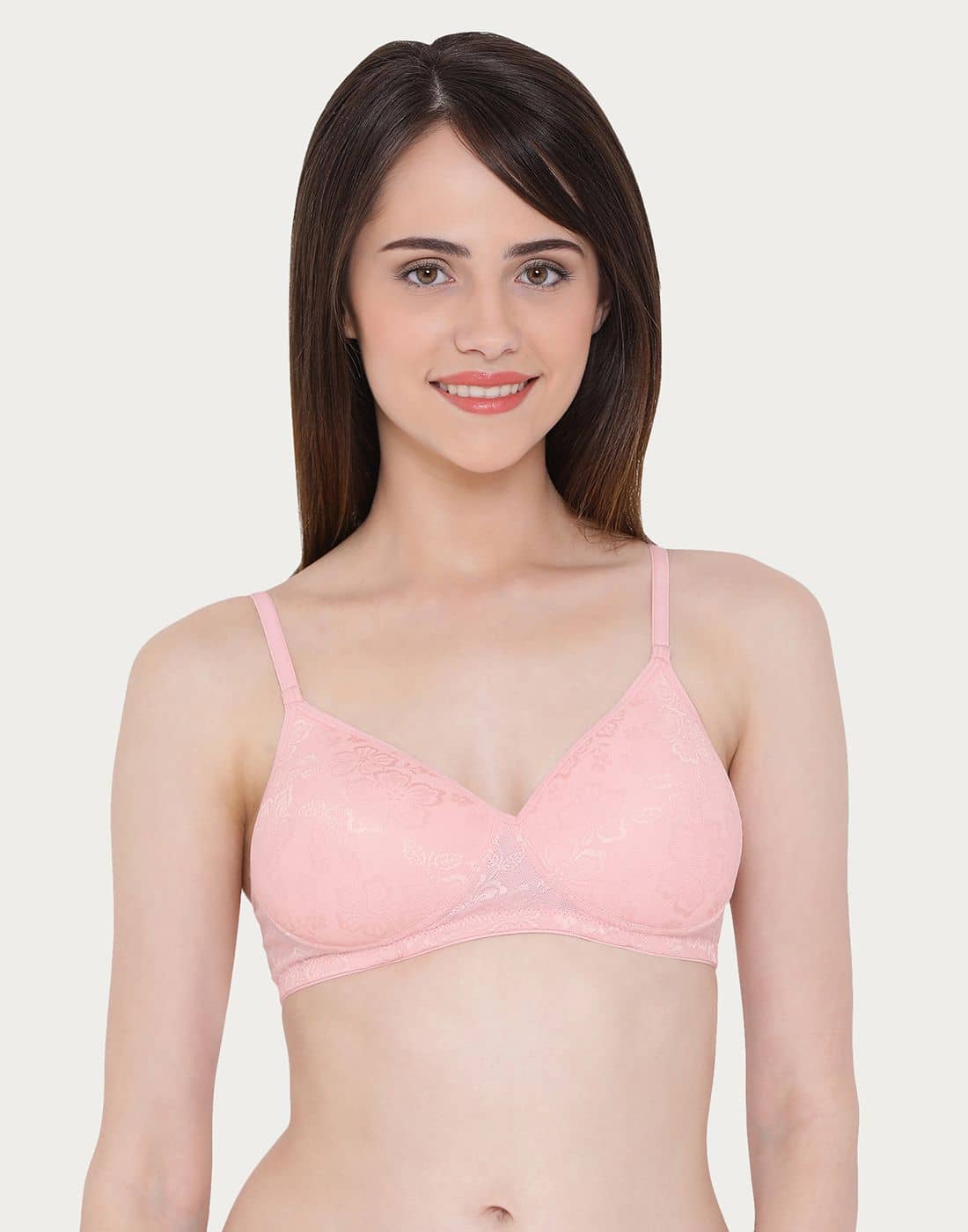 Clovia Lace T-Shirt Bra - Pink