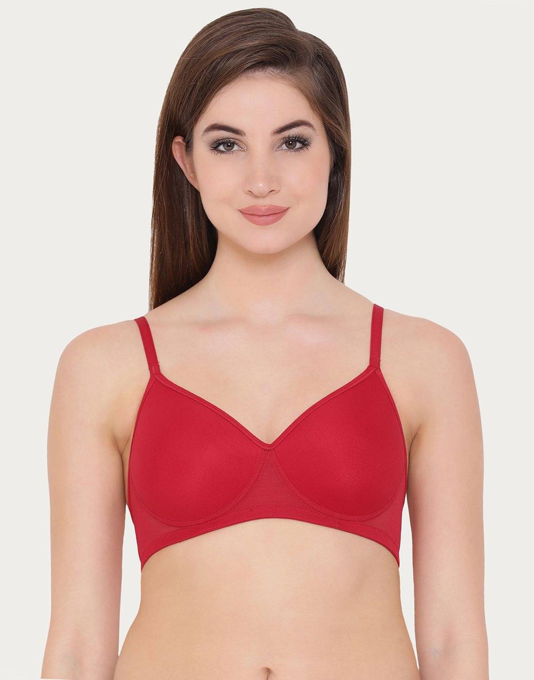 Clovia Net/Mesh Seamless Bra - Red Clovia Net/Mesh Seamless Bra - Red