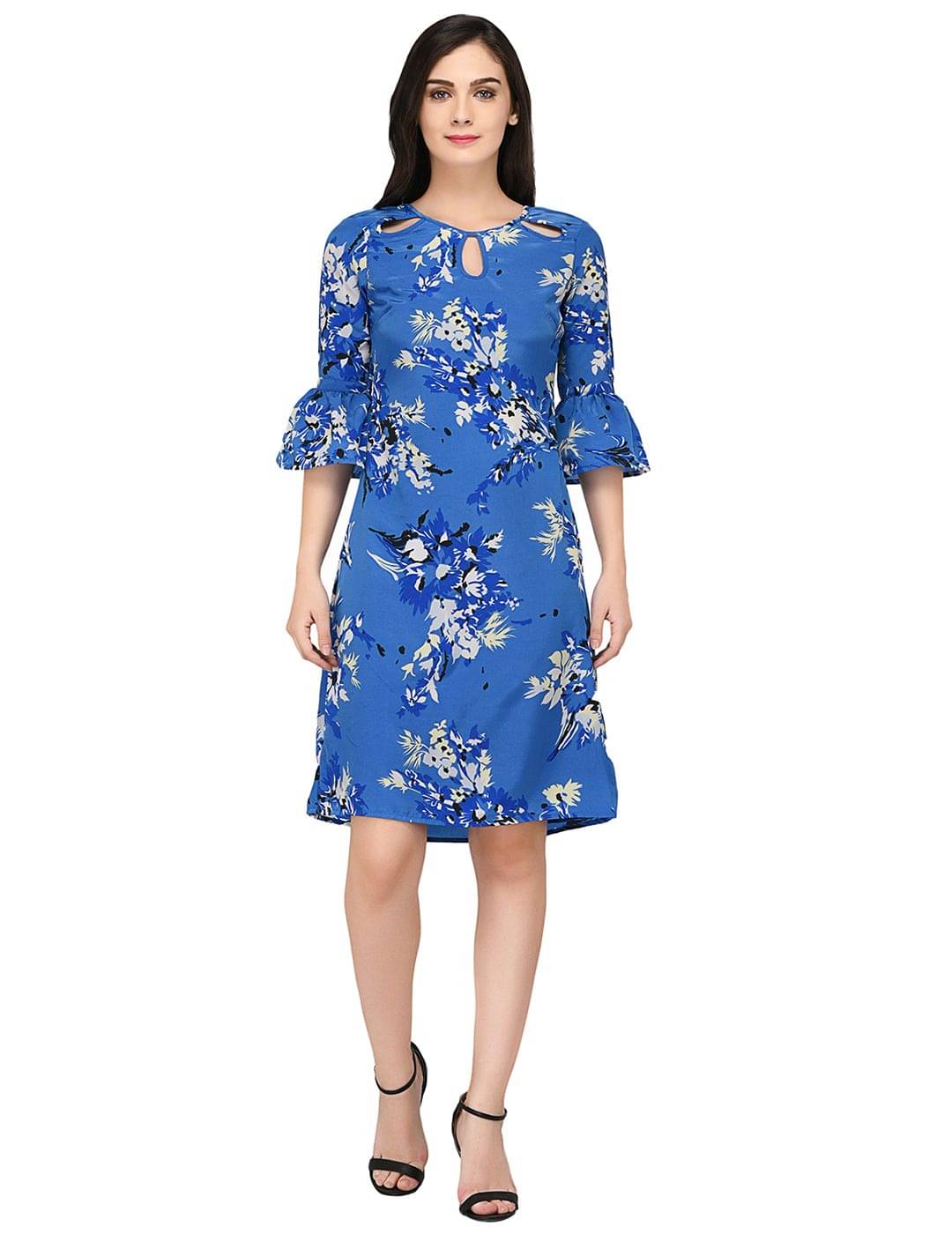     			Purys Women Polyester A-line Dress ( Blue )