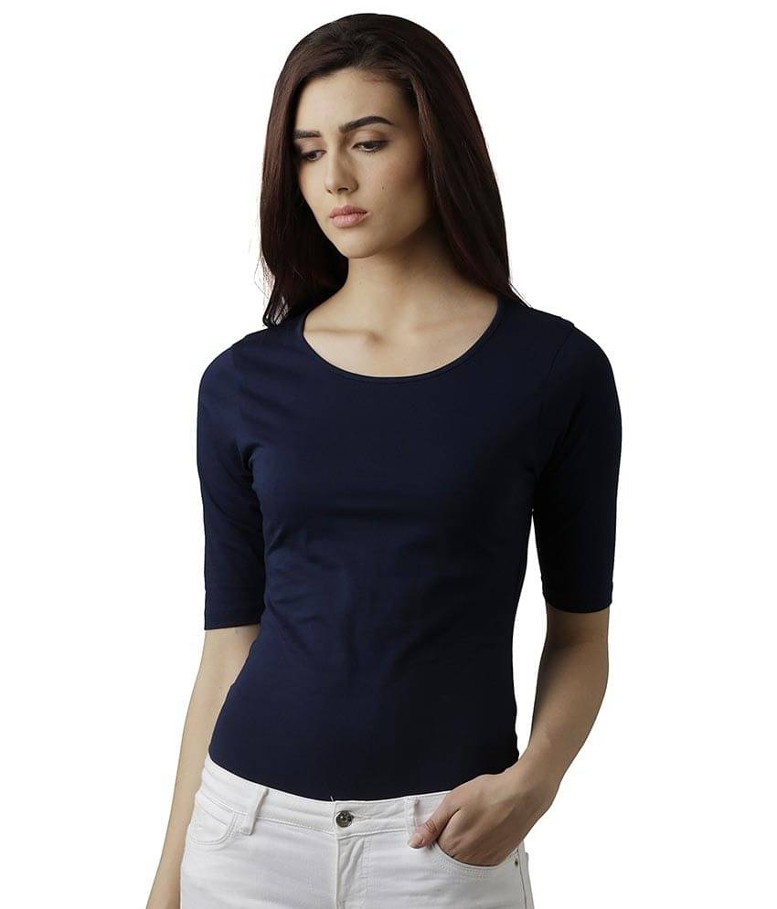 Miss Chase Women's Cotton Regular Top ( Navy ) Miss Chase Women's Cotton Regular Top ( Navy )