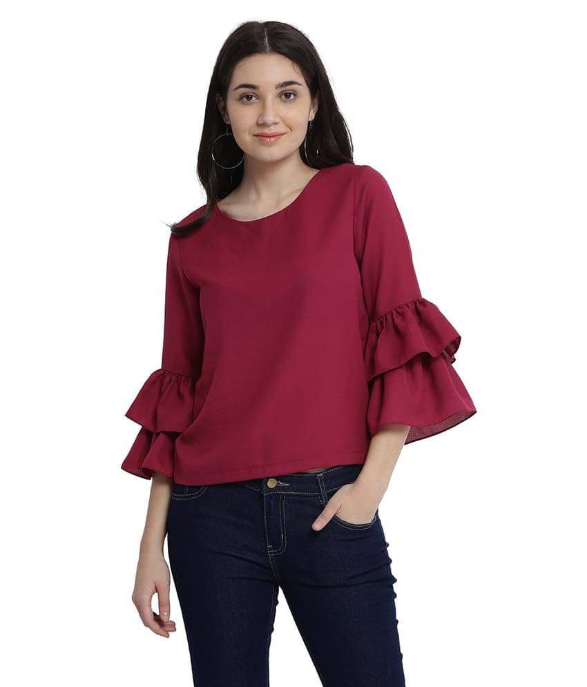 Miss Chase Women's Crepe Regular Top ( Maroon ) Miss Chase Women's Crepe Regular Top ( Maroon )