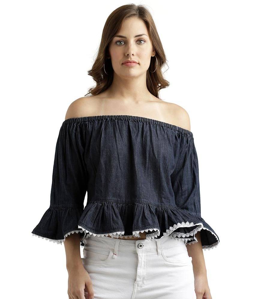 Miss Chase Women's Denim Regular Top ( Blue ) Miss Chase Women's Denim Regular Top ( Blue )