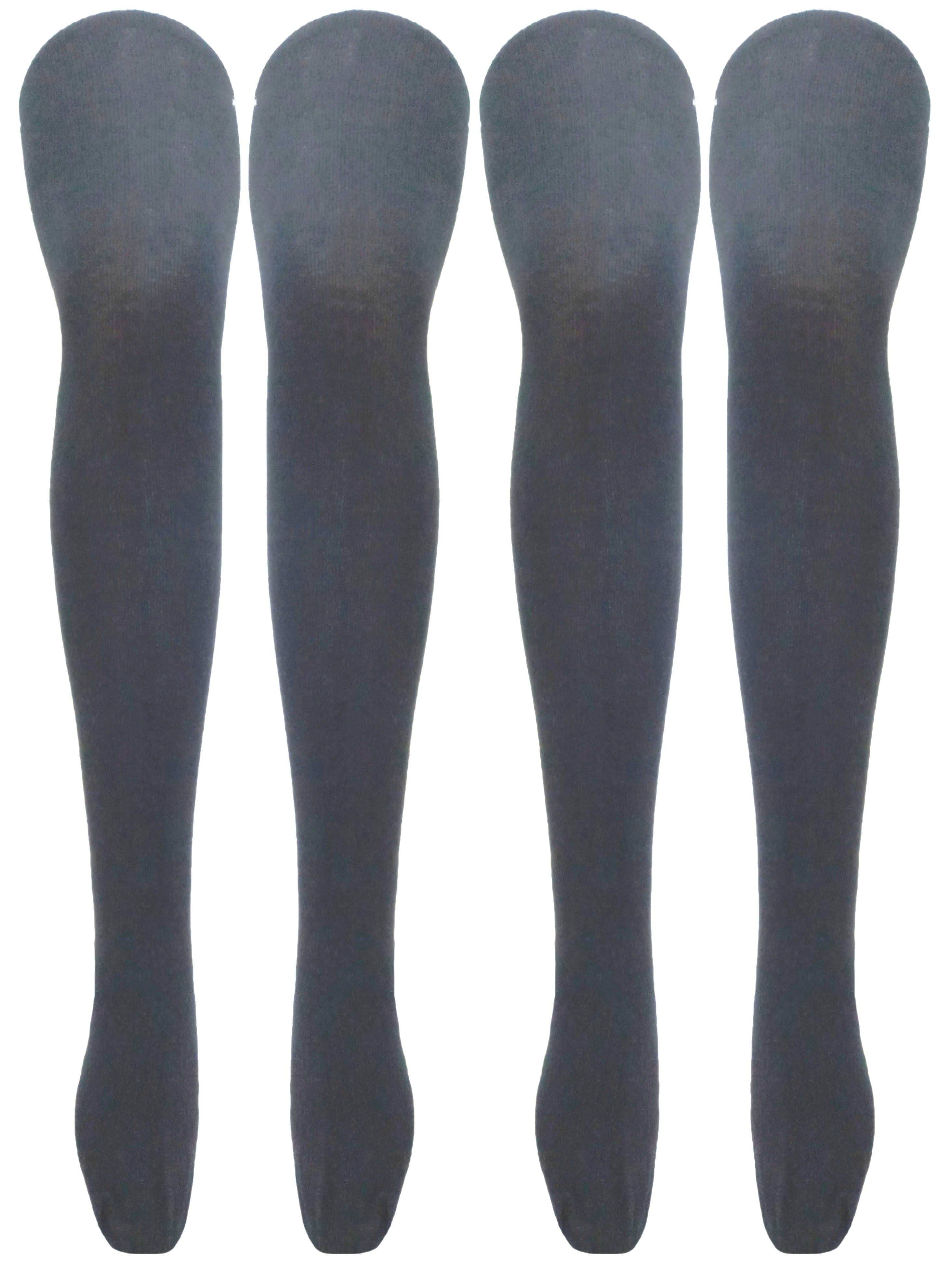     			Neska Moda Women'S 2 Pair Black Plain Cotton Thigh-High Stockings