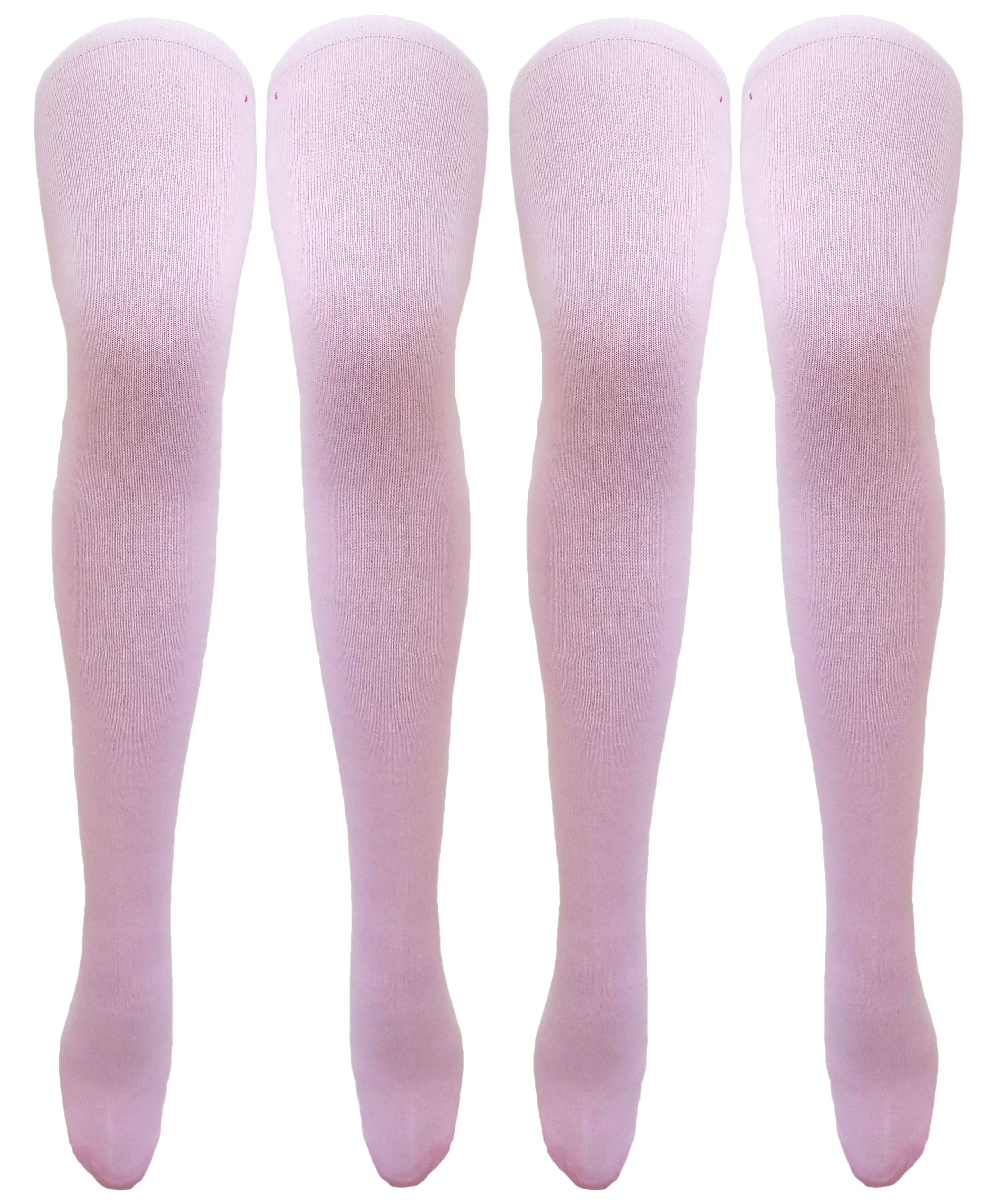     			Neska Moda Women'S 2 Pair Pink Plain Cotton Thigh-High Stockings