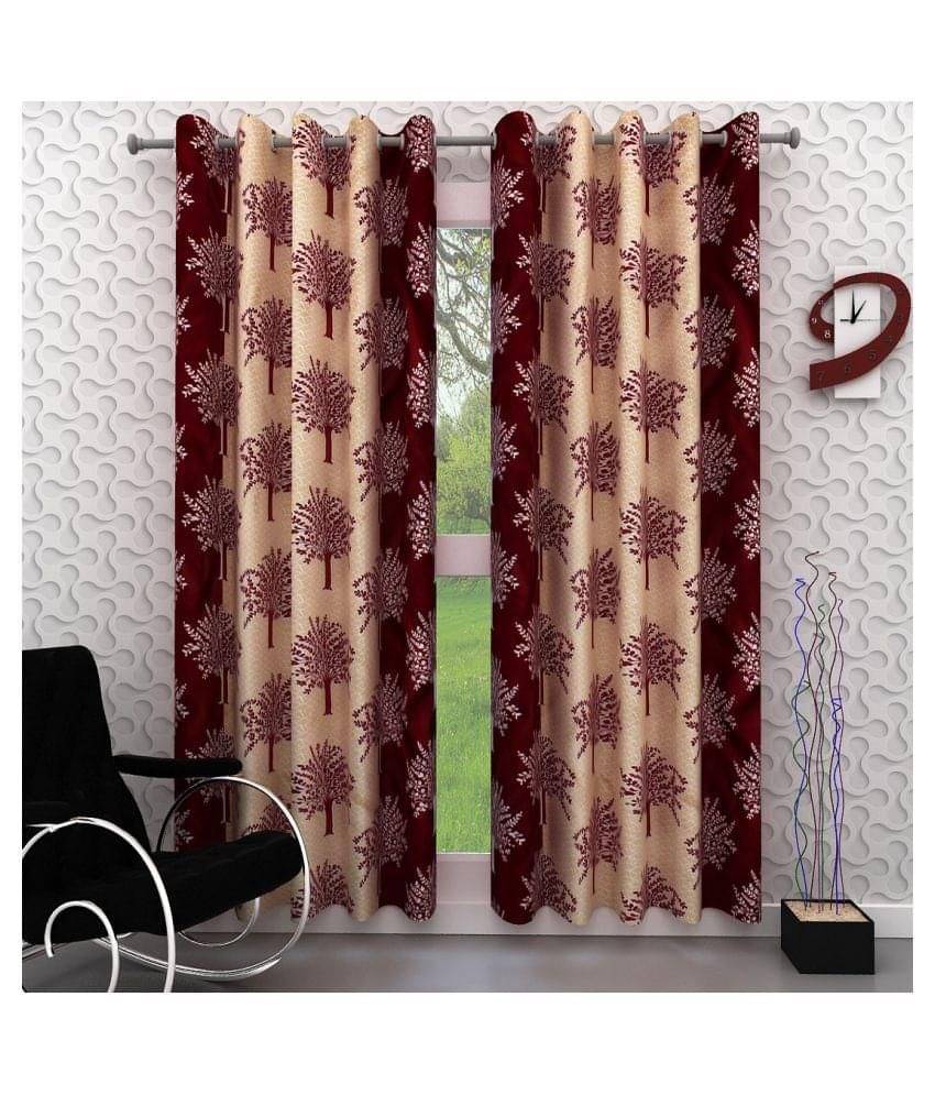 Phyto Home Floral Semi-Transparent Eyelet Door Curtain 7 ft Pack of 2 -Multi Color Phyto Home Floral Semi-Transparent Eyelet Door Curtain 7 ft Pack of 2 -Multi Color