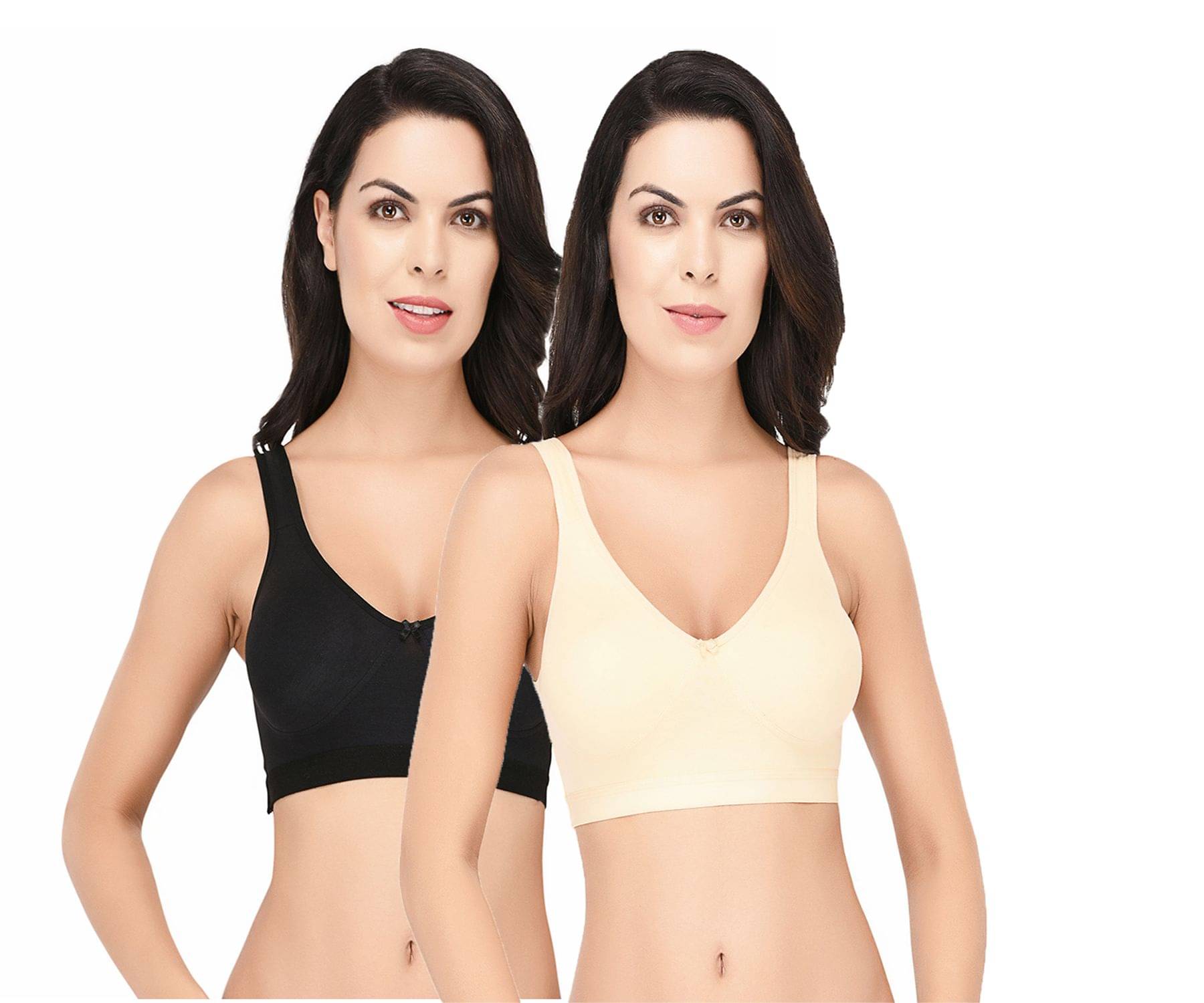 Elina Pack of 2 Cotton Non Padded Women's Sports Bra ( Multi Color ) Elina Pack of 2 Cotton Non Padded Women's Sports Bra ( Multi Color )