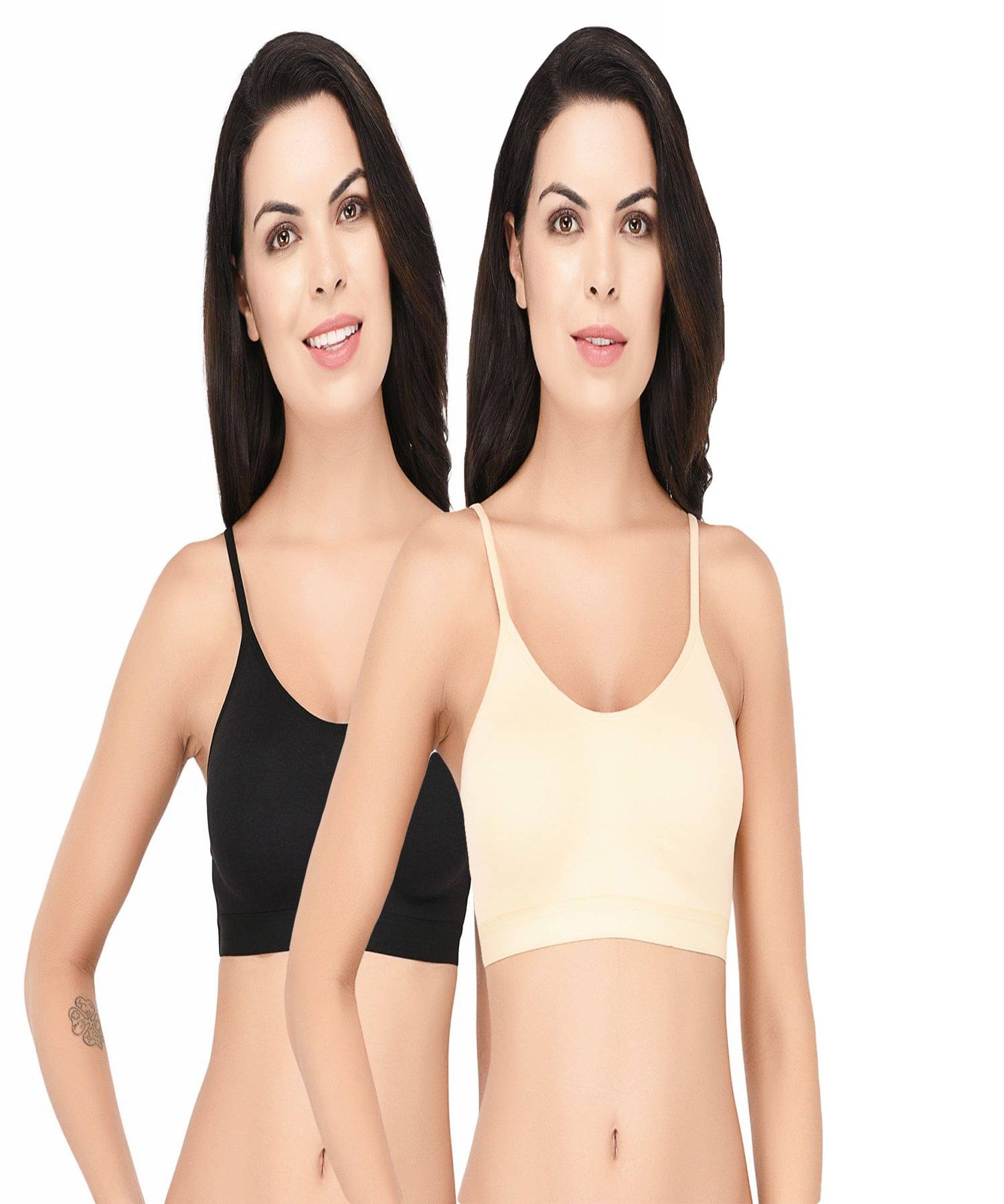     			Elina Pack of 2 Cotton Non Padded Women's Sports Bra ( Multi Color )