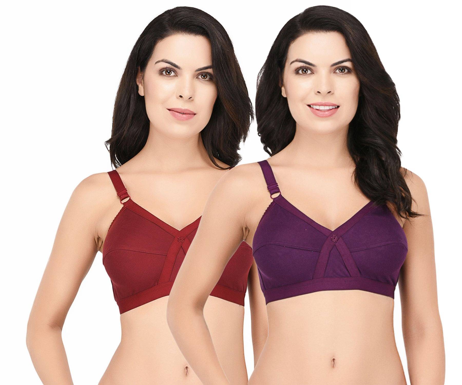 Elina Pack of 2 Cotton Non Padded Women's T-Shirt Bra ( Multi Color )     			Elina Pack of 2 Cotton Non Padded Women's T-Shirt Bra ( Multi Color )
