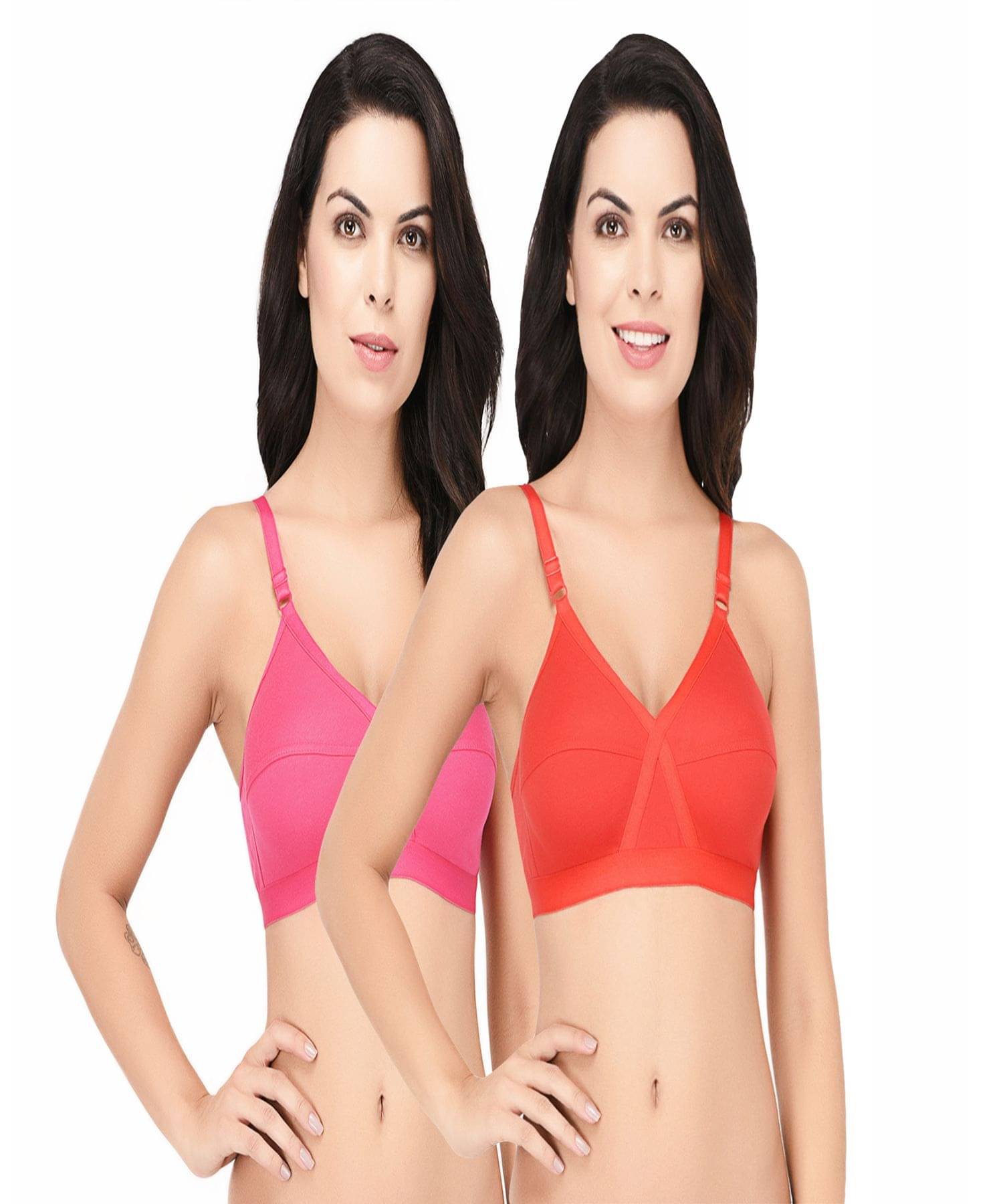     			Elina Pack of 2 Cotton Non Padded Women's T-Shirt Bra ( Multi Color )