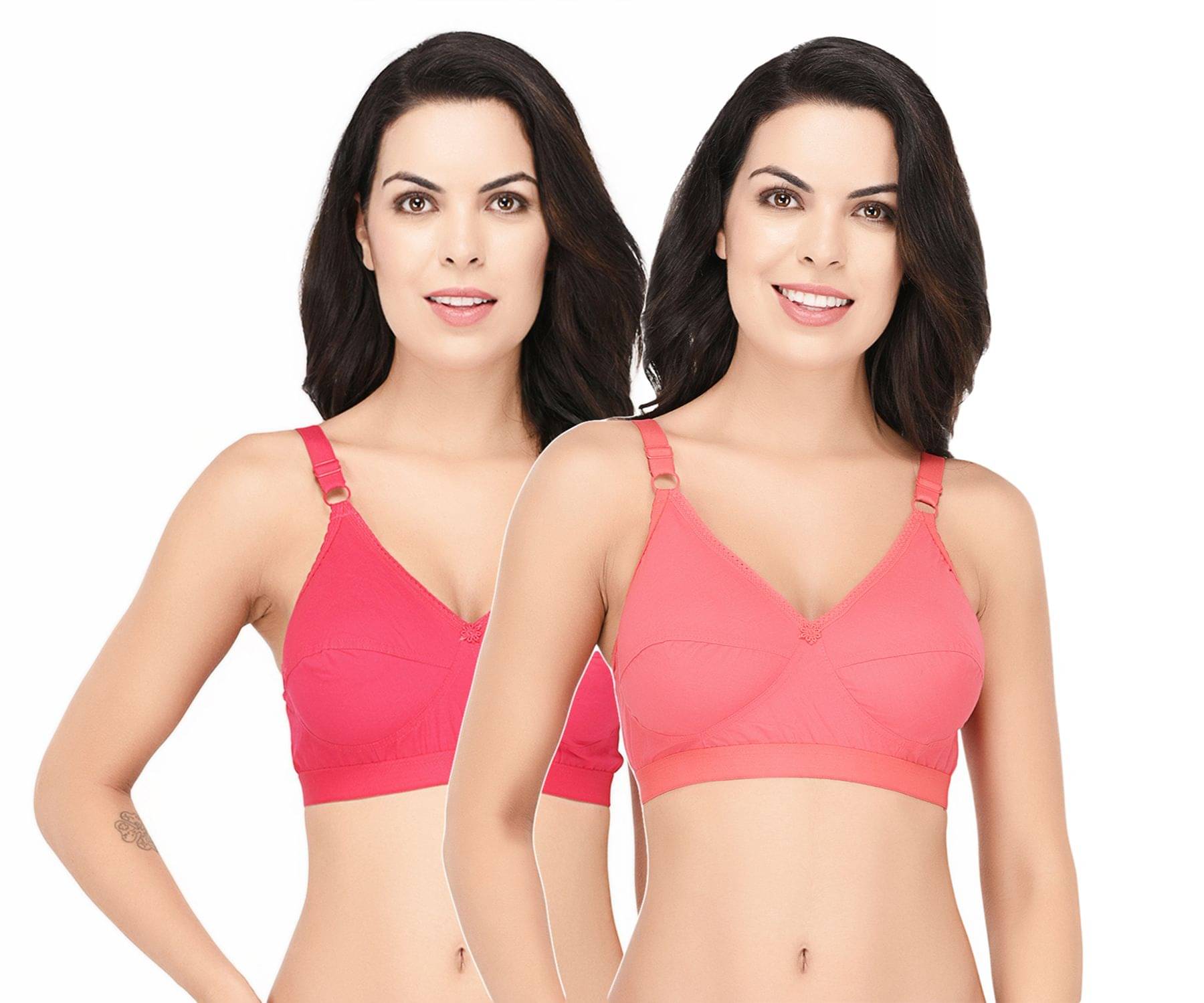    			Elina Pack of 2 Cotton Non Padded Women's T-Shirt Bra ( Multi Color )