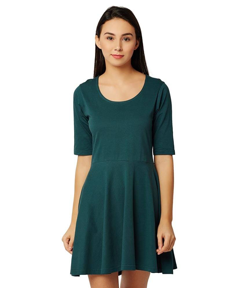     			Miss Chase Women Cotton Fit & Flare Dress ( Green )