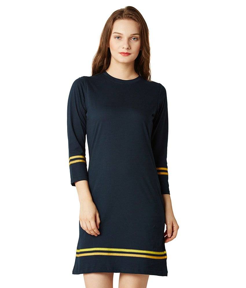 Miss Chase Women Cotton Shift Dress ( Navy ) Miss Chase Women Cotton Shift Dress ( Navy )