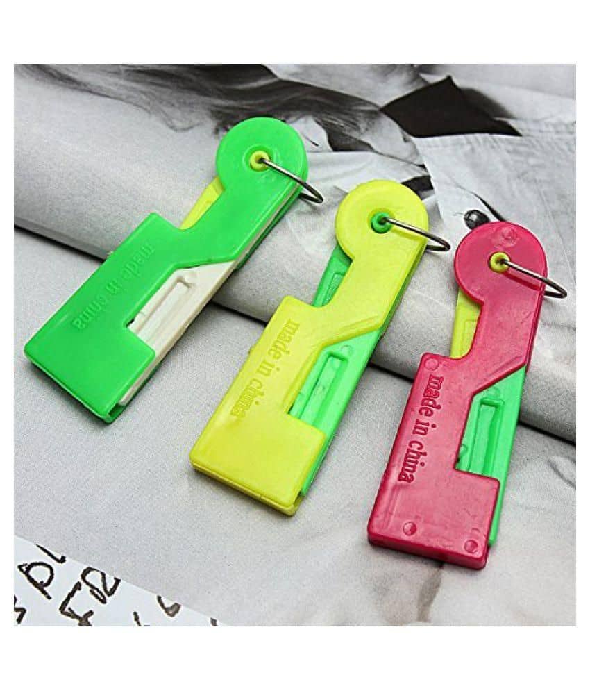 Shoppingtadka Automatic Plastic Needle Threader Thread Guide Needle Device pack of 1
