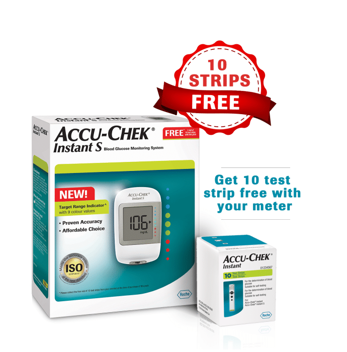     			Accu-Chek Instant S Blood Glucose Glucometer Kit With Vial of 10 Strips, 10 Lancets & Lancing Device
